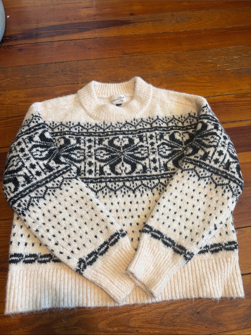 Cream and Black Nordic Wool Sweater